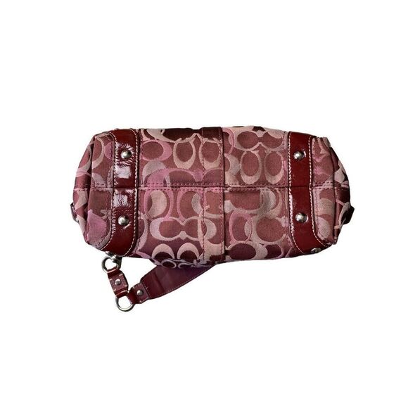 Coach Vintage Carly Optic Signature Maroon Canvas Leather Hobo Bag - Picture 6 of 12